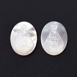 Natürliche weiße Muschel cabochons SSHEL-D083-15