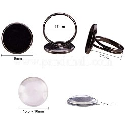 Nbeads 60 Stck Cabochon Ringschalen verstellbare Messing Pad Ring Zubehör und transparentes Glas Cabochon DIY-NB0001-38
