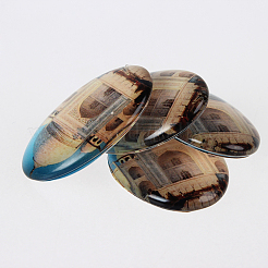 Die weiße Hausfoto Glas ovale Cabochons X-GGLA-N003-18x25-F21