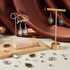 Pandahall Elite 40 Sätze 2 Farben tibetischen Stil ovale Legierung Filigrane Lünetten Rohlinge 40 Stück flache runde Klarglas Cabochons 40 Sätze Messing Ohrring Haken für DIY Ohrring Schmuckherstellung DIY-PH0024-41