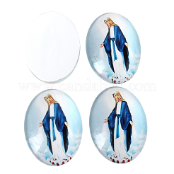 Bedrucktes Glas ovale Glas Cabochons GGLA-N003-22x30-A48