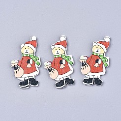 Weihnachtsmotiv bedruckte Cabochons aus Naturholz WOOD-N008-003