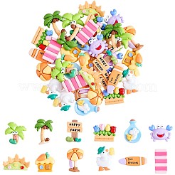 36 Stück sortiert Sommer Strand Schleim opak Harz Cabochons Palme Ente Harz Cabochon Flatback Cartoon Surfen Verzierungen für DIY Handwerk Scrapbooking Handyhülle Dekor JX284A