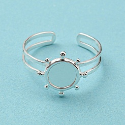 Offener Manschettenfingerring aus Edelstahl 304 mit Cabochon-Fassungen STAS-T060-10S