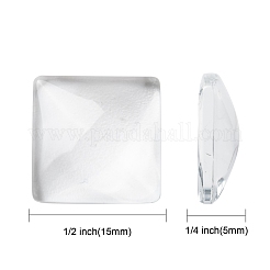 Transparentem Glas Quadrat Cabochon GGLA-S022-15mm