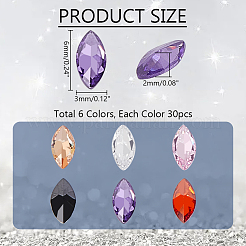 180 Stück 6-farbige Zirkonia-Cabochons mit spitzer Rückseite ZIRC-PH0001-44