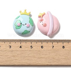 Cartoon Wolke & Regenbogen & Erde & Planet undurchsichtige Harz Decoden Cabochons RESI-R443-03