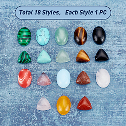 18 Stück 18 Stile natürliche und synthetische gemischte Edelstein-Cabochons G-FH0001-45