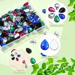 180 Stück 6 Farben Acryl-Strass-Cabochons mit flacher Rückseite. GACR-YW0001-04