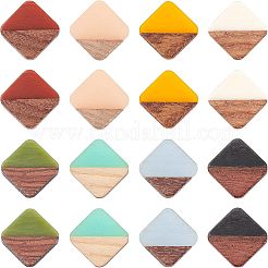 16 Stück Cabochons aus undurchsichtigem Harz und Walnussholz in zwei Farben RESI-OC0001-31