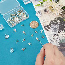 48 Stück 6 Stile Legierung Strass Kreuz Cabochons DIY-GO0002-01