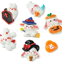 7 Stück 7 Stile Halloween opake Harz Decoden Cabochons CRES-FS0001-68