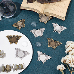 20 Stück 2 Farben Schmetterling Legierung Anhänger Cabochon Einstellungen DIY-PH0003-27-WH