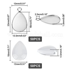 50 Stück Cabochon-Fassungen für Anhänger aus 304 Edelstahl STAS-UN0042-64