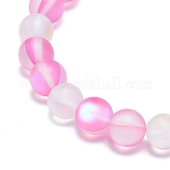 Stretch-Armband mit synthetischen Mondstein- und Messingperlen für Damen BJEW-JB08845