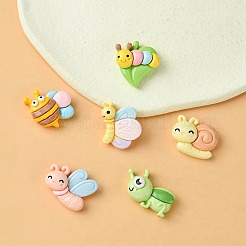 18 Stück 6 Stile aus undurchsichtigem Harz mit niedlichen Insekten-Cabochons RESI-YW0001-54