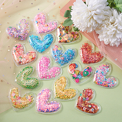 50 Stück Herz-PVC- und Kunststoff-Pailletten-Shaker-Cabochons KY-CJ0001-45