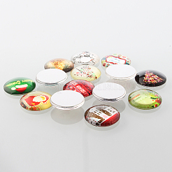 Weihnachts schmuck halbrund / Dom Weihnachtsfoto Glas Cabochons GGLA-A002-12mm-KK