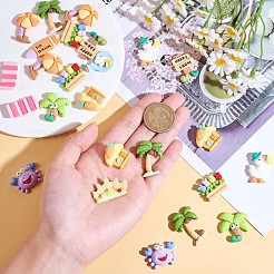 36 Stück sortiert Sommer Strand Schleim opak Harz Cabochons Palme Ente Harz Cabochon Flatback Cartoon Surfen Verzierungen für DIY Handwerk Scrapbooking Handyhülle Dekor JX284A