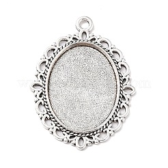 Tibetischer Stil oval Legierung Anhänger Fassungen TIBEP-Q054-44AS-A