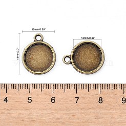 Flache runde Legierung Anhänger Fassungen X-PALLOY-N0088-38AB-NF