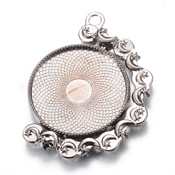 Drehbare Legierung Anhänger Cabochon tibetanische Stil Fassungen PALLOY-S087-009B