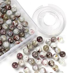 100pcs 8mm natürliche lila rote Turmalin runde Perlen DIY-LS0002-09