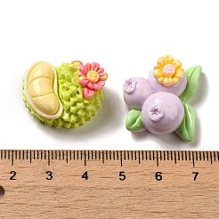 Deko-Cabochons aus undurchsichtigem Harz mit Blüten und Früchten CRES-P033-01