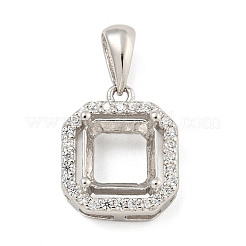 925 Sterling Silber Micro Pave klare Zirkonia aufgenähte Krappenfassungen STER-B005-09P
