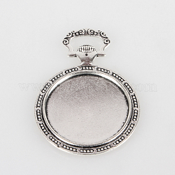 Vintage tibetischen Stil Legierung geschnitzt Blumenmuster Anhänger Cabochon Lünette Fassungen TIBEP-O006-21AS
