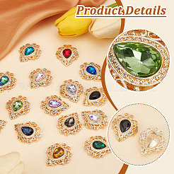 32 Stück 16 Farben Glas Strass Cabochons FIND-PH0018-68