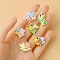 18 Stück 6 Stile aus undurchsichtigem Harz mit niedlichen Insekten-Cabochons RESI-YW0001-54