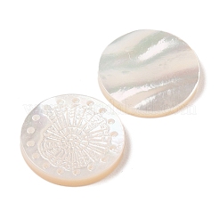 Natürliche weiße Muschel-Cabochons geschnitzt SSHEL-C012-22B