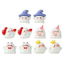 10 Stück 5 Stile Halloween opake Harz Decoden Cabochons CRES-FS0001-14