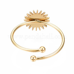 Offener Manschettenfingerring aus Edelstahl 304 mit Cabochon-Fassungen STAS-T060-12G