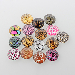 Halbrund / kuppel tierhaut gedruckte Glas Cabochons GGLA-A002-25mm-OO