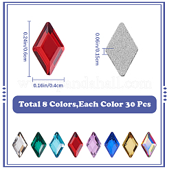 240 Stück 8 Farben Rhombus Glas Cabochons GGLA-GF0002-02