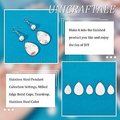 Cabochon-Fassungen für Anhänger aus Edelstahl 304 STAS-UN0007-77P