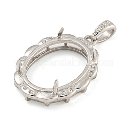 925 Sterling Silber Micro Pave klare Zirkonia offene Rückseite Lünette Anhänger Cabochon-Fassungen STER-B005-27P