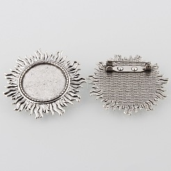 Antike Legierung Sonne Brosche Cabochon Lünette Fassungen X-PALLOY-O038-43AS