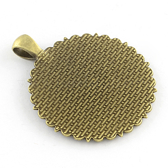 Tibetischer Stil Blumenlegierung Anhänger Fassungen TIBEP-Q051-32AB-NR