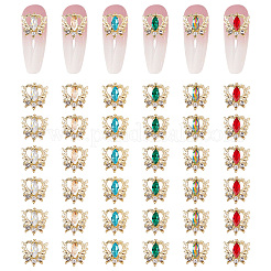 36 Stück 6 Farben Legierung Strass Cabochons MRMJ-CP0001-08
