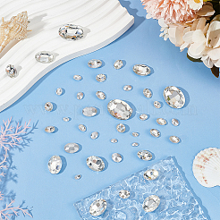 94 Stück 6 Stil Strass-Cabochons aus Glas mit spitzem Rücken RGLA-FG0001-23