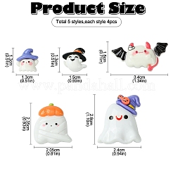 20 Stück 5 Stile Halloween opake Harz Decoden Cabochons CRES-YW0002-30