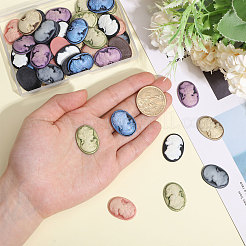 42 Stück 7 Farben Retro Lady Cameo Harz Cabochons RESI-CA0001-74