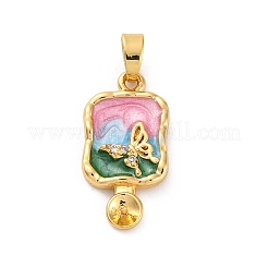 Messing Emaille Micro Pave klare Zirkonia Anhänger Cabochon Fassungen KK-Z084-15G-04