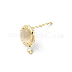 Messing-Katzenaugen-Cabochon mit runden Ohrstecker-zubehör KK-E791-20G