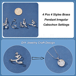 4 Stück 4 Stile Messing Anhänger unregelmäßige Cabochon-Einstellungen KK-NB0003-73B
