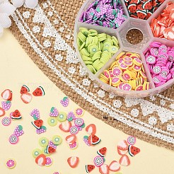 1800 Stück 6 Stil Obst Thema handgemachte Fimo Nail Art Dekoration CLAY-YW0001-22