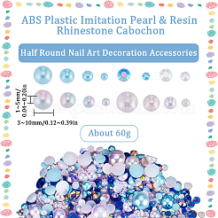 2 Beutel ABS-Kunststoff-Imitationsperle mit Harz-Strass-Cabochon MRMJ-SC0001-20B
